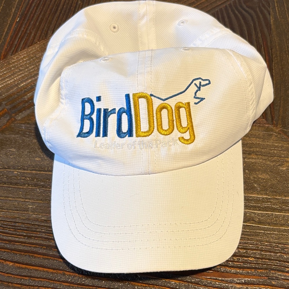 Birddogs White Hat with Blue and Gold Embroidered Logo